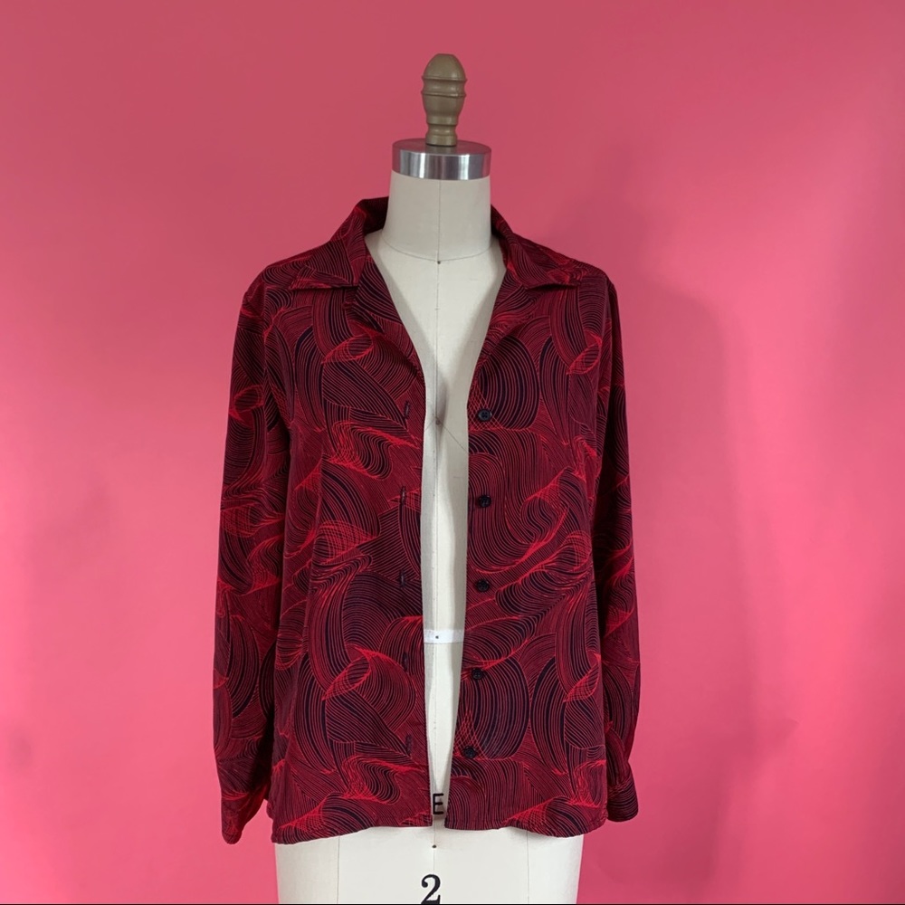 🌈4/$20🌈 Vintage 90s/Y2K Groovy Swirl Printed Button Down Shirt size S